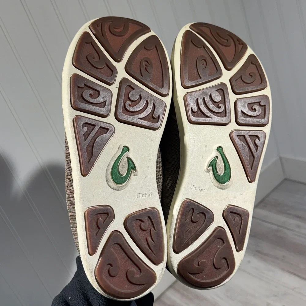 Olukai Nohea Mesh Boat Shoe‎ Men's Sz 11.5 Brown Preowned Good Condition